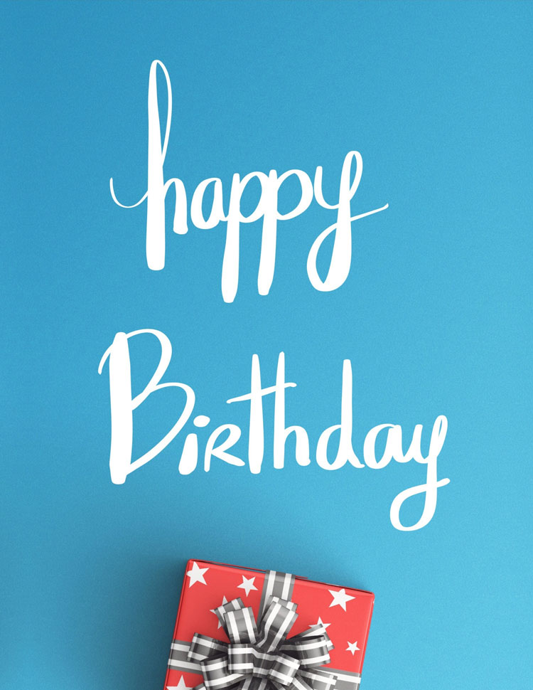 Happy Birthday Handwritten With A Red Gift Box On 